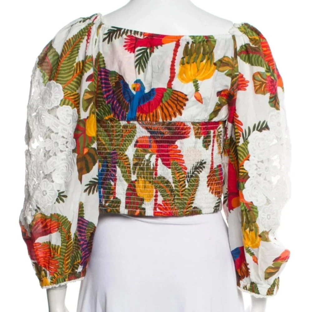 NWOT FARM Rio for Anthropologie Forest Birds Embroidered Top Blouse S $188